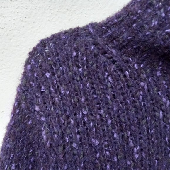 Chunky Purple Wool Blend Mock Neck Sweater- Size L Cozy Warm Gilmore Girls Style - Picture 6 of 13